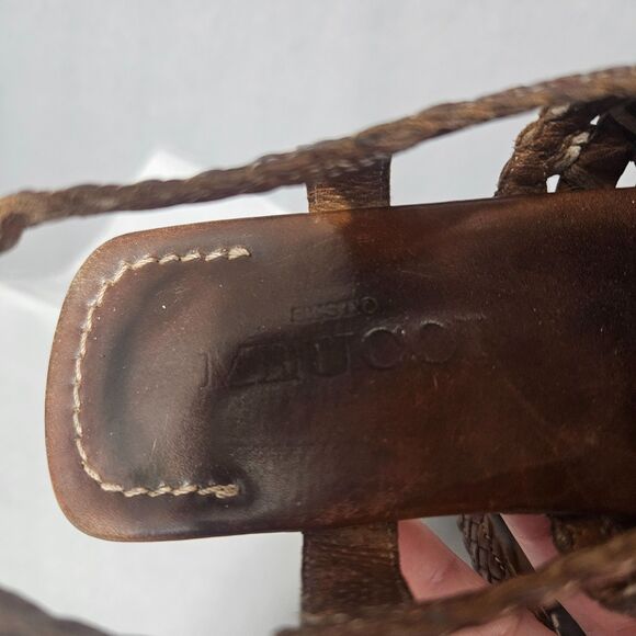 Sesto Meucci Italian Leather Woven Slingback Sandals Sz 7 Vacation Travel - Picture 3 of 6